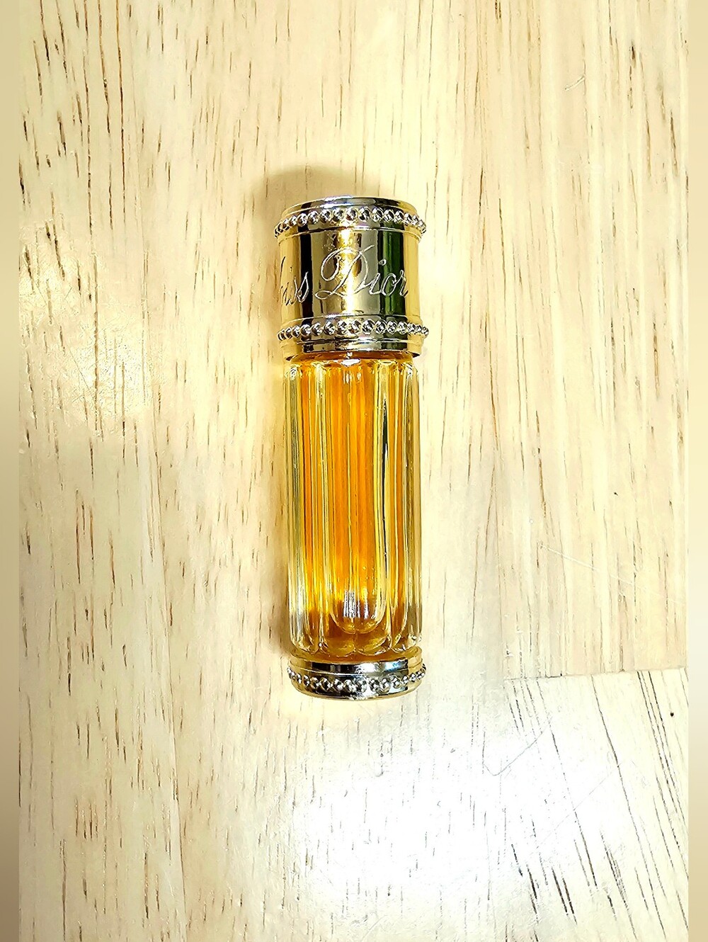 VTG Christian Dior Glass Perfume Bottle with Gold Accents 1/8 fl oz